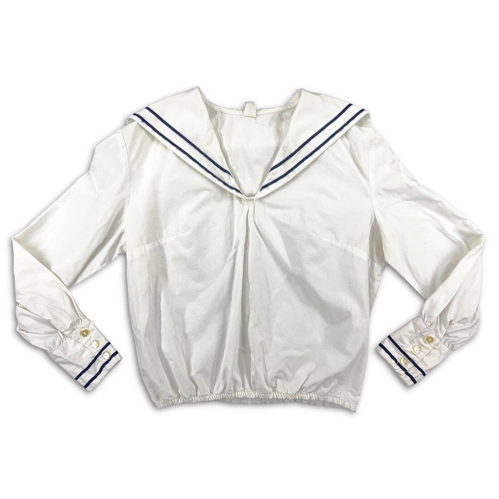 VINTAGE 60S CROP TOP SAILOR COLLAR COTTAGE CORE BOHO S/M!
